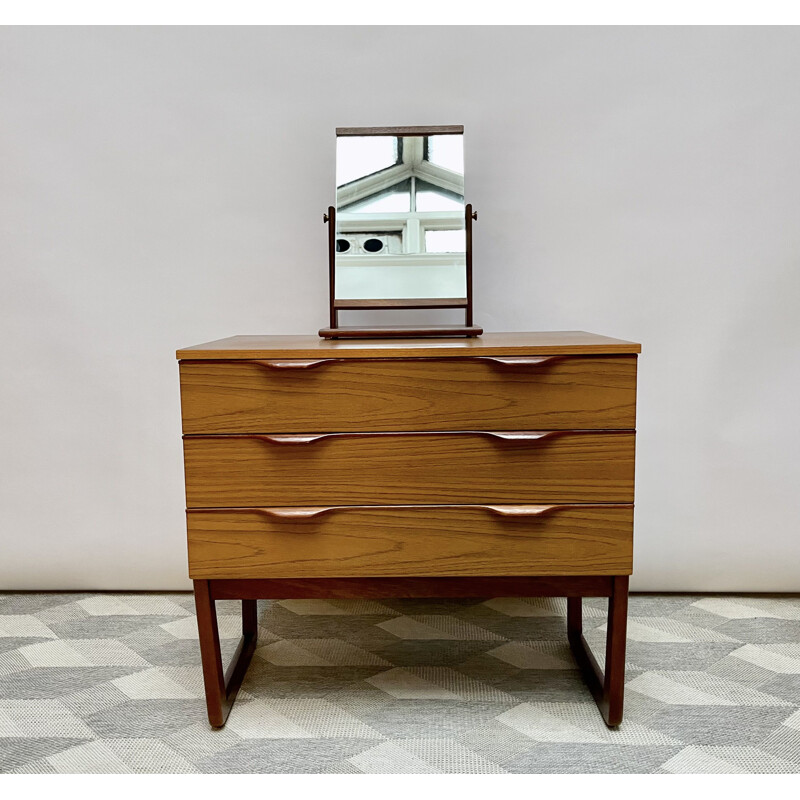 Mid century tilting face mirror with teak frame