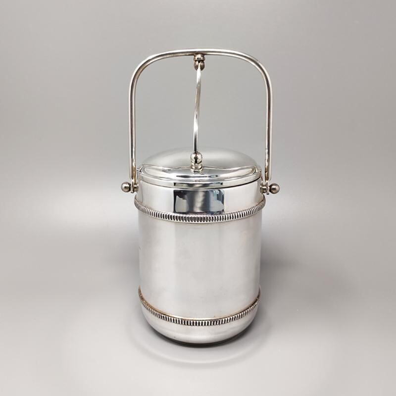 Vintage ice bucket in stainless steel by Aldo Tura for Macabo, Italy 1960s