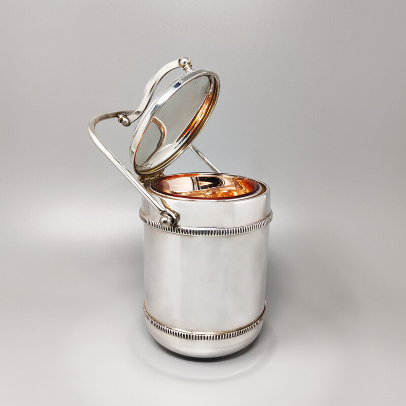 Vintage ice bucket in stainless steel by Aldo Tura for Macabo, Italy 1960s