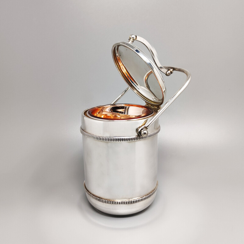 Vintage ice bucket in stainless steel by Aldo Tura for Macabo, Italy 1960s