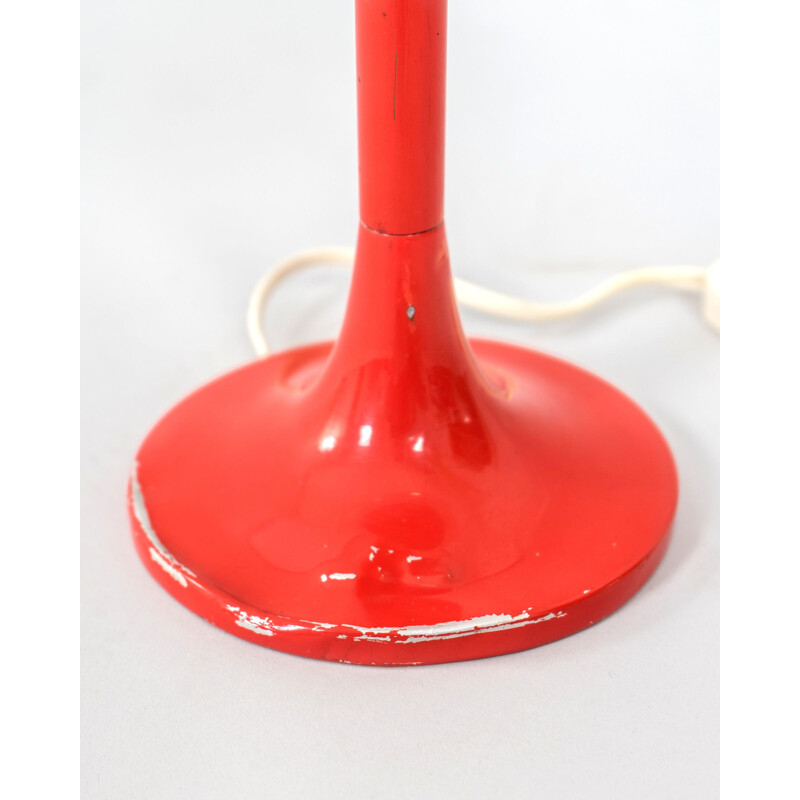 Vintage desk lamp in red and white opal glass, France 1970