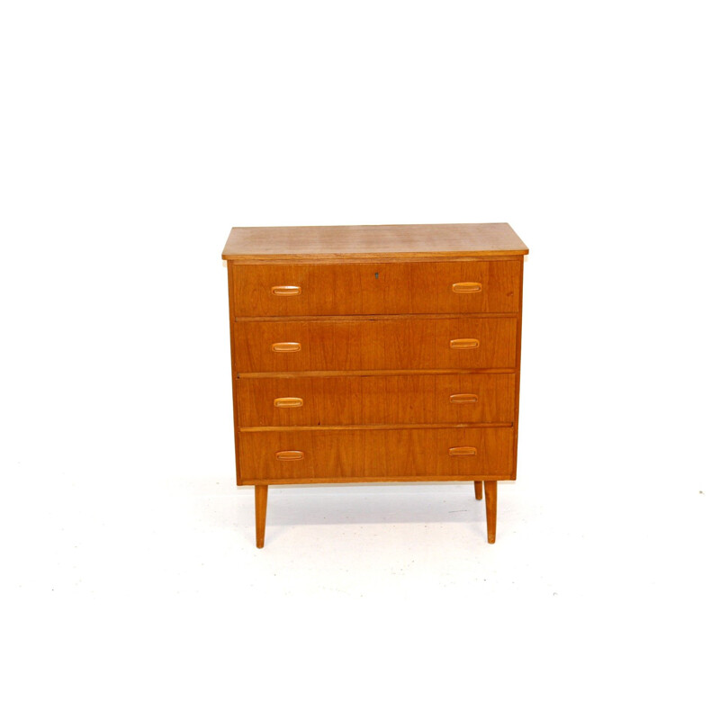 Scandinavian vintage teak and beech chest of drawers, Sweden 1960