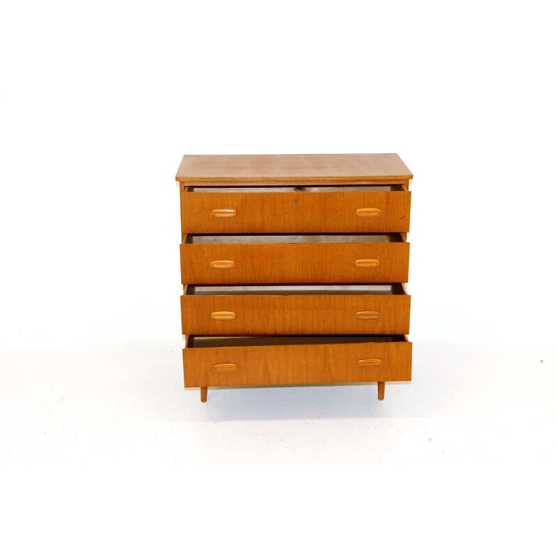 Scandinavian vintage teak and beech chest of drawers, Sweden 1960