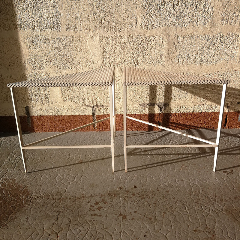 Pareja de mesas de centro triangulares vintage, 1950