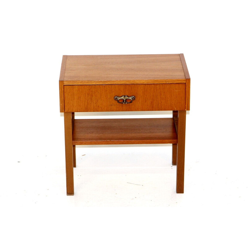 Vintage teak and beechwood night stand, Sweden 1960