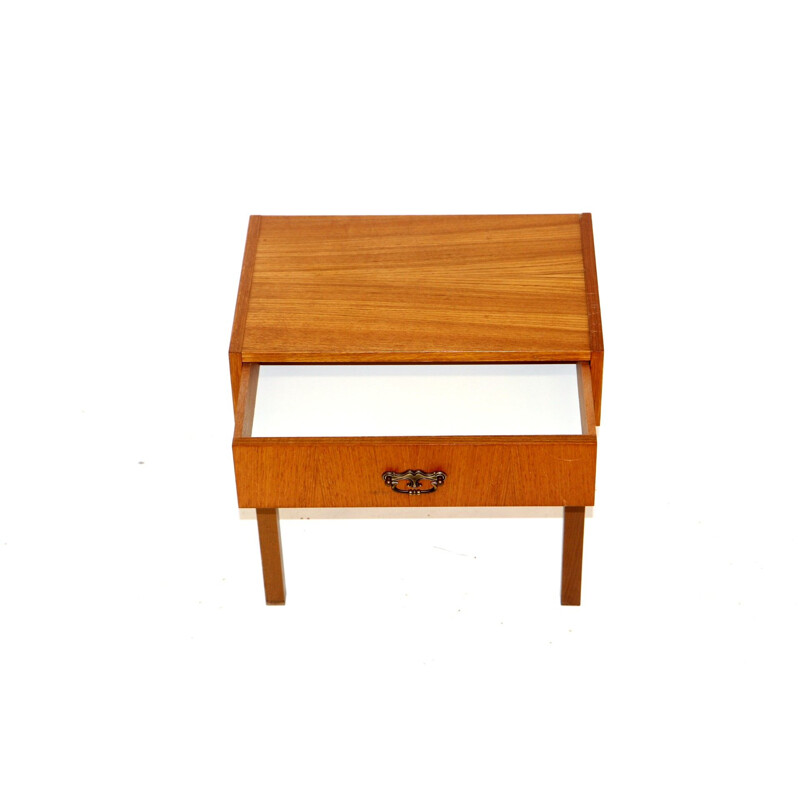 Vintage teak and beechwood night stand, Sweden 1960