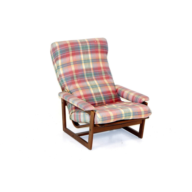 Vintage checkered armchair, Sweden 1970