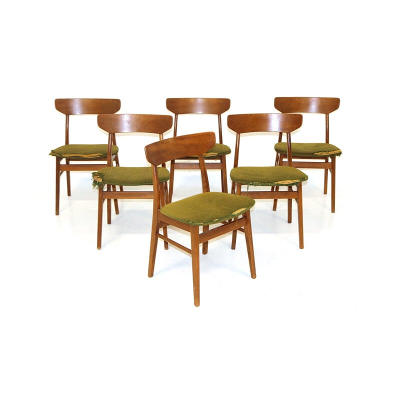 Set di 6 sedie vintage in teak, Danimarca 1960