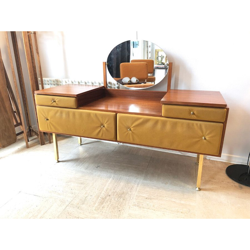 Vintage velvet dressing table by Roger Landault, 1960