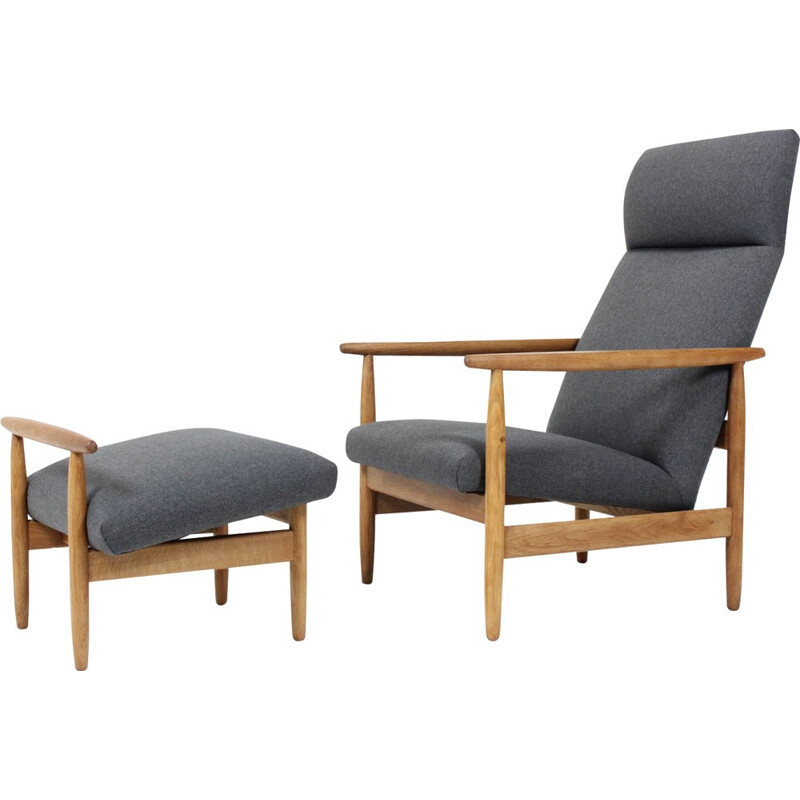 FDB Møbler armchair in oak and fabric, E.A. JOHANSSON - 1960s