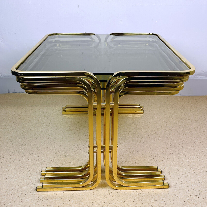 Mid-century gold brass nesting tables, Italy 1960s