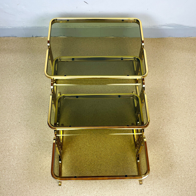 Mid-century gold brass nesting tables, Italy 1960s