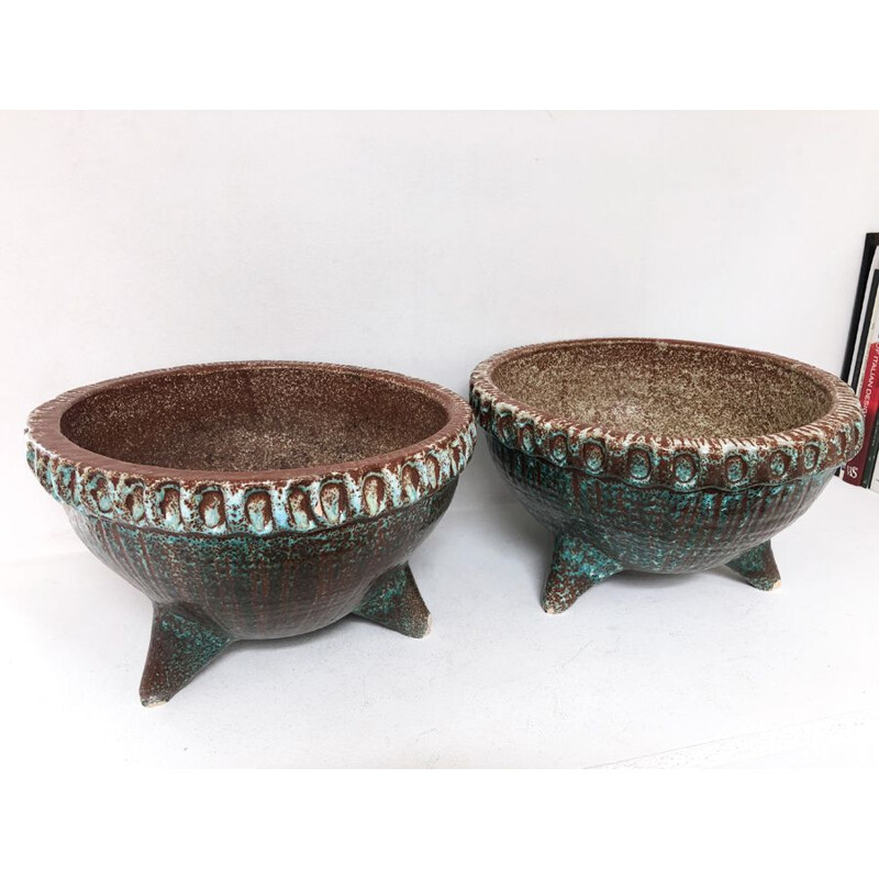 Pair of vintage tripod and zoomorphic planters from Accolay, 1970