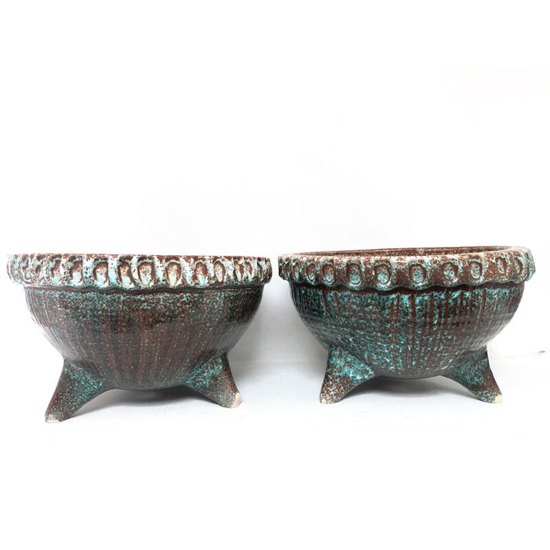 Pair of vintage tripod and zoomorphic planters from Accolay, 1970