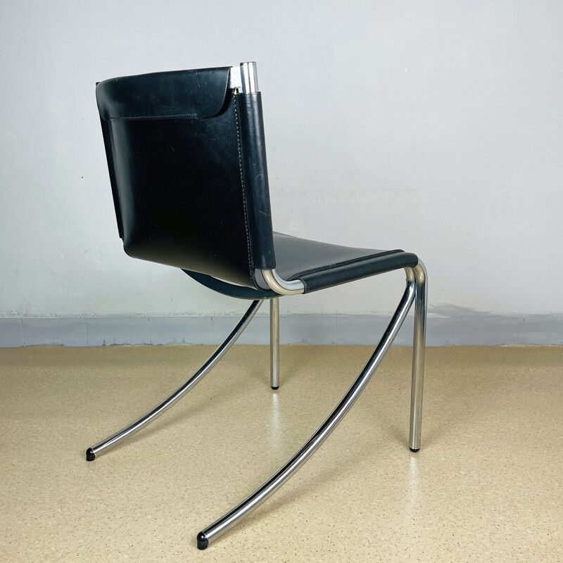 Chaise noire vintage Jot de Giotto Stoppino pour Acerbis, Italie 1970