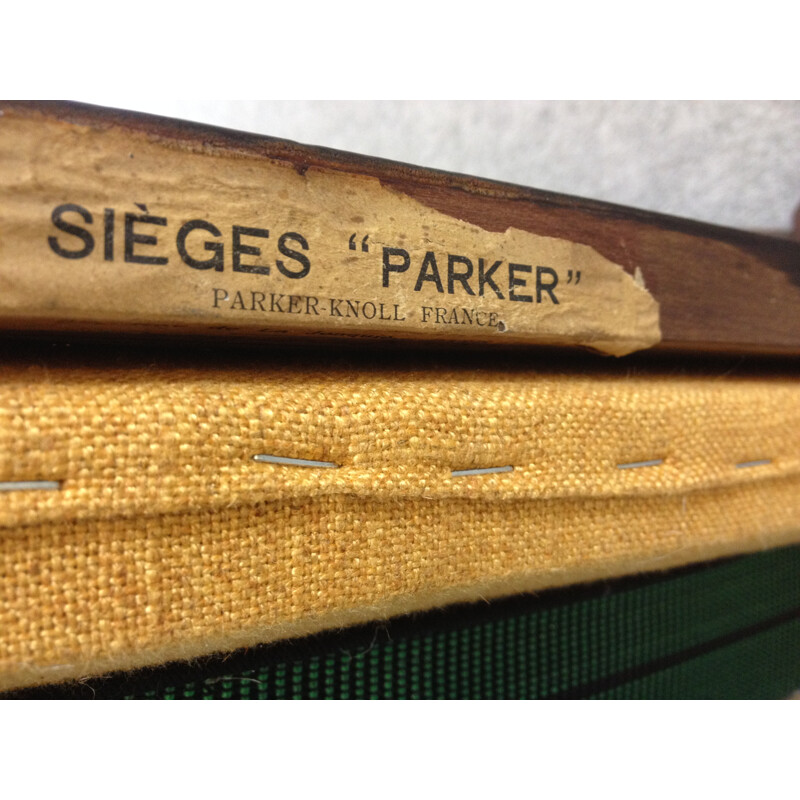 Paire de fauteuils français Parker-Knoll en tissu jaune moutarde - 1950