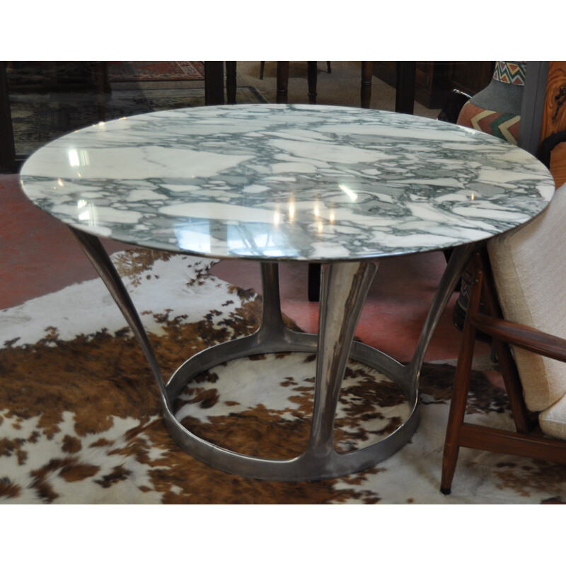 Dining table in marble "Calacata", Michel CHARRON - 1970s