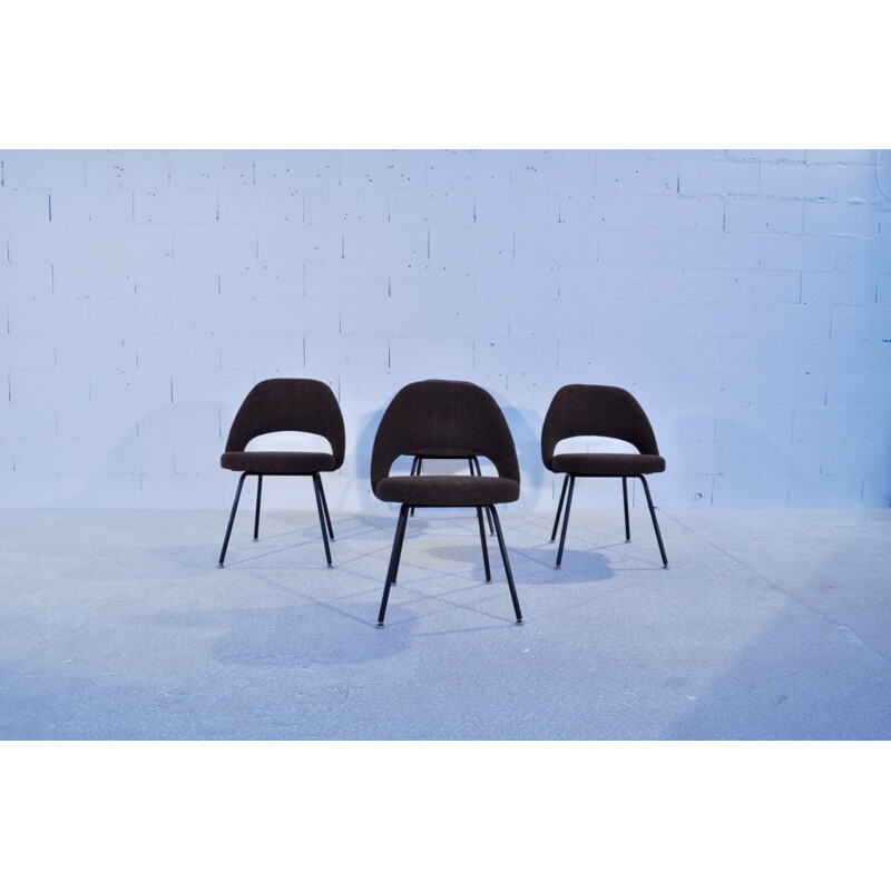 Ensemble de 4 chaises "Conférence" Knoll noires, Eero SAARINEN - 1960 