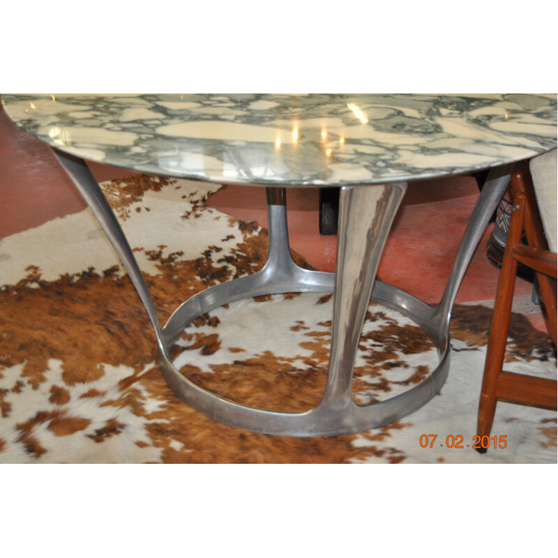 Table à repas en marbre "Calacata", Michel CHARRON - années 70