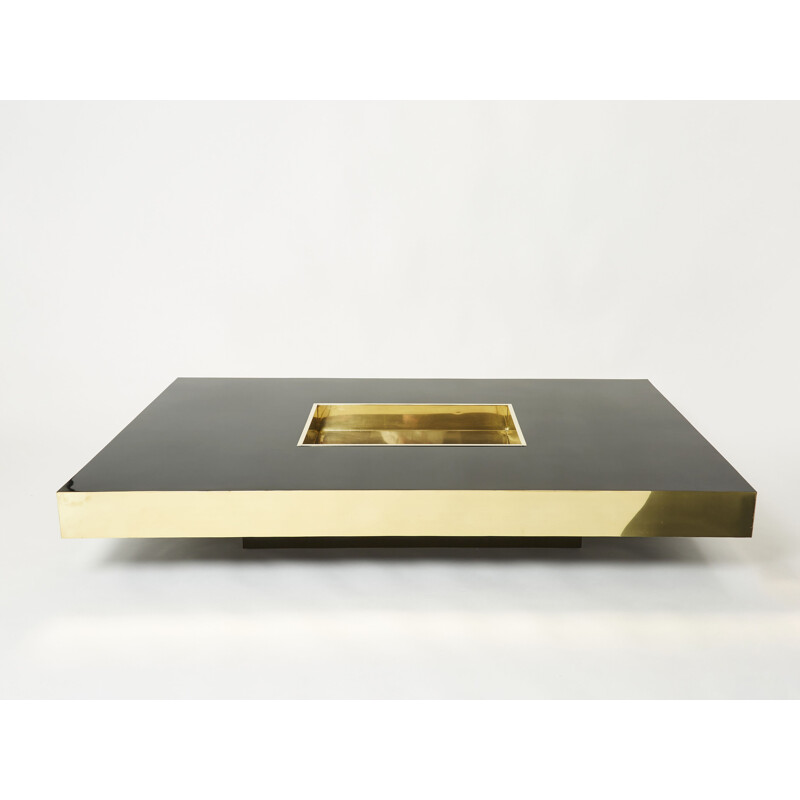 Vintage black lacquered brass coffee table by Mario Sabot, 1970