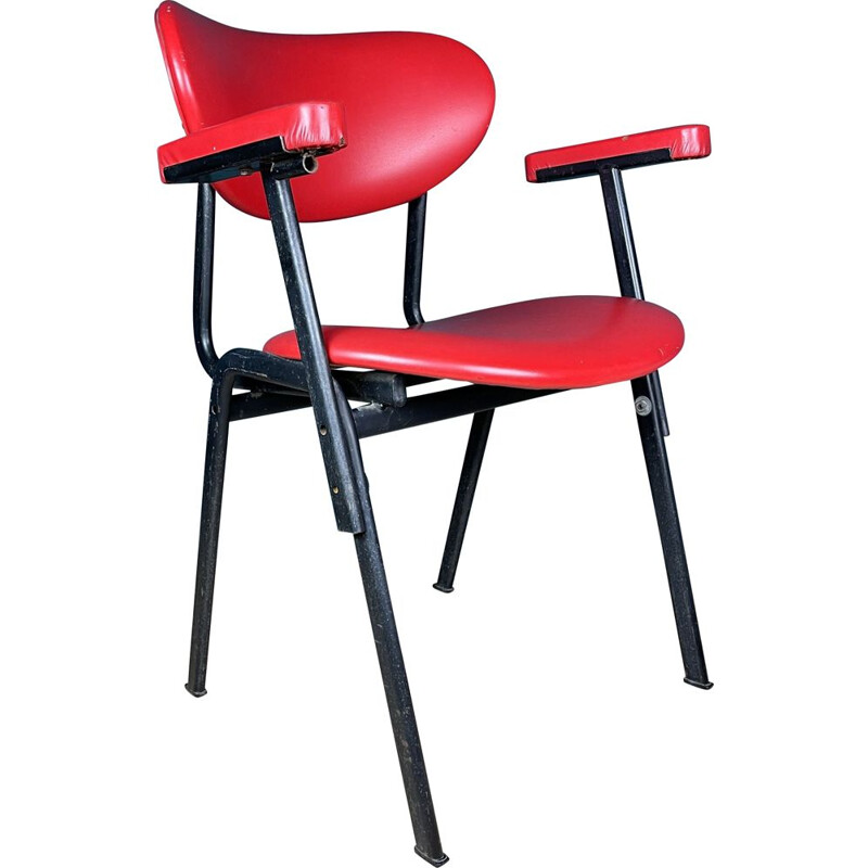 Fauteuil de bureau vintage rouge, Italie 1960