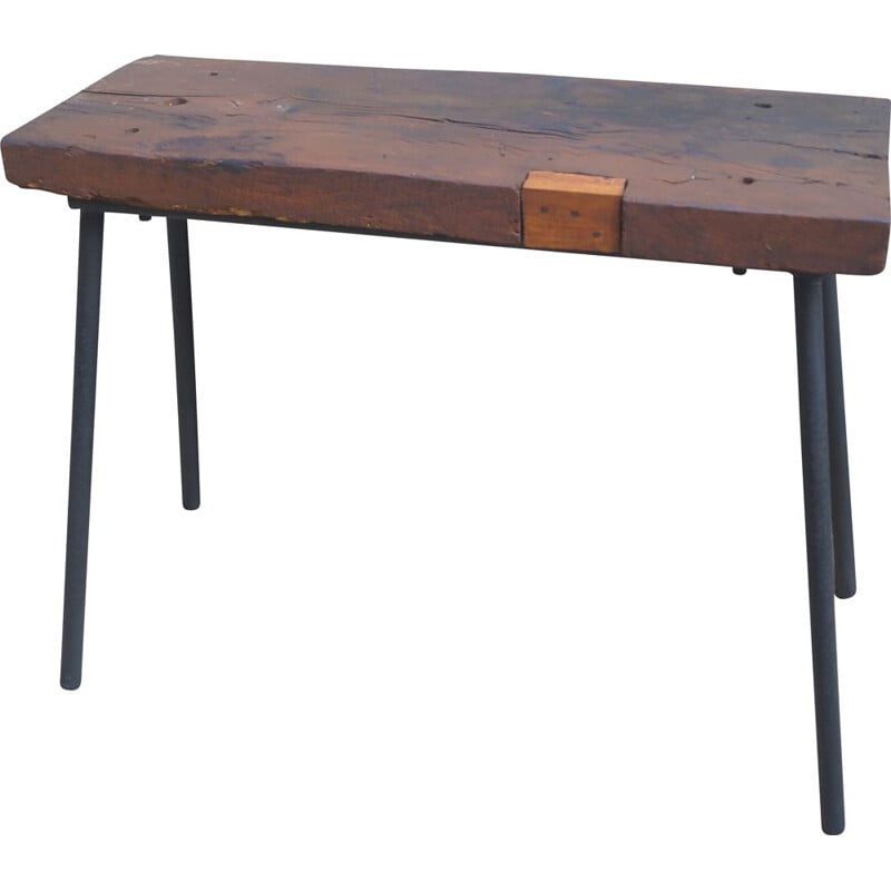 Vintage console table Etabli in solid wood, 1950
