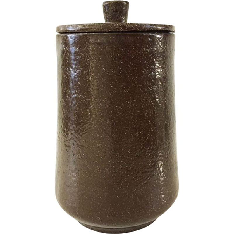 Vintage ceramic jar with lid, 1970s