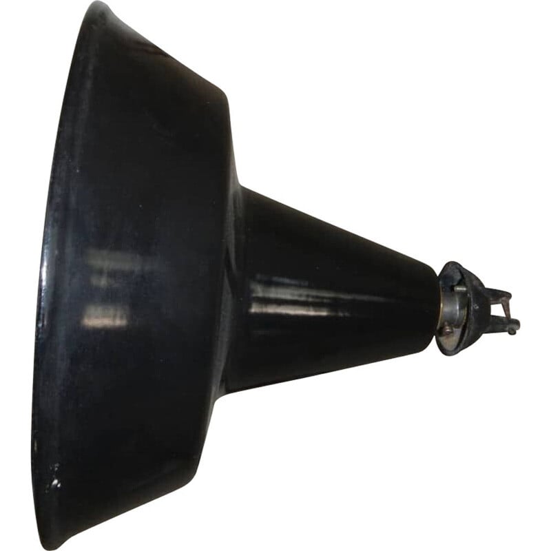 Vintage industrial pendant lamp in black metal and white interior