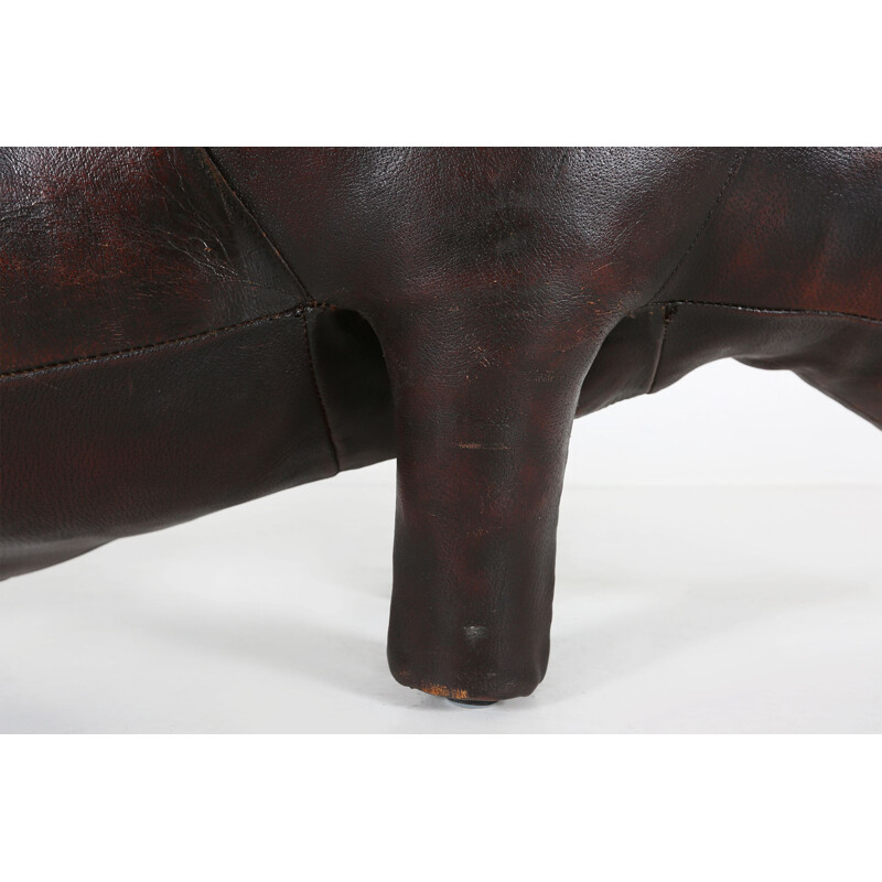 Banc vintage de grand rhinocéros en cuir par Valenti, 1960