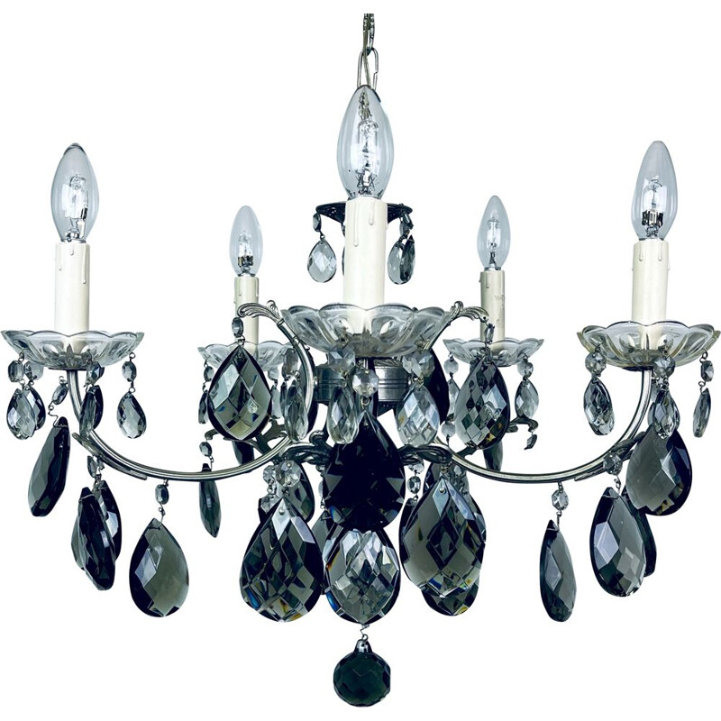 Mid-century black crystal chandelier, Italy 1960s