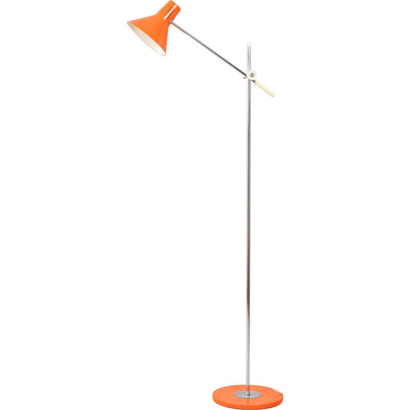 Lampadaire orange vintage, France 1970