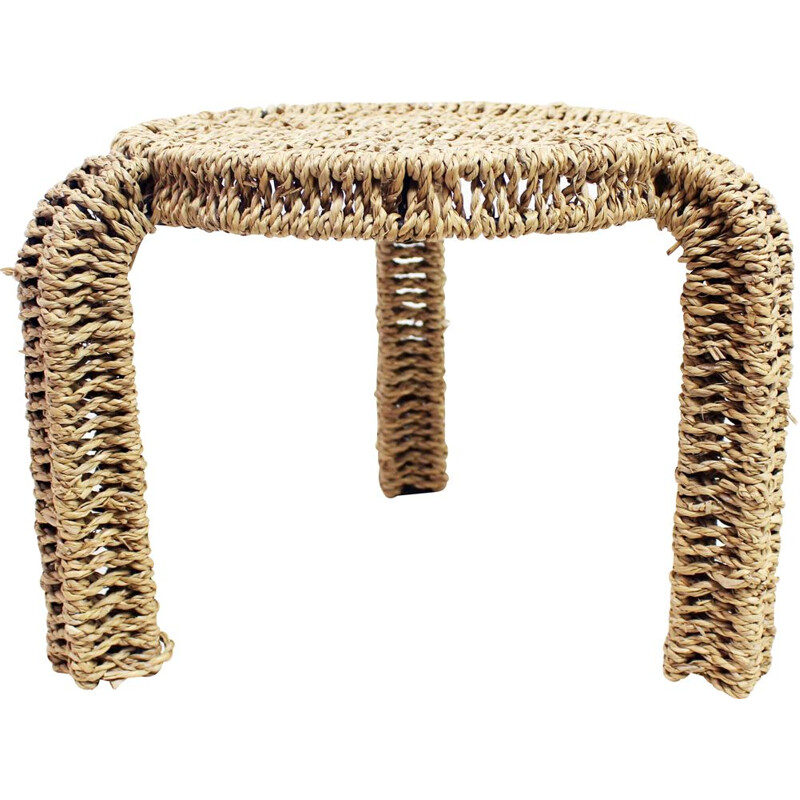 Vintage metal and rope stool, 1970