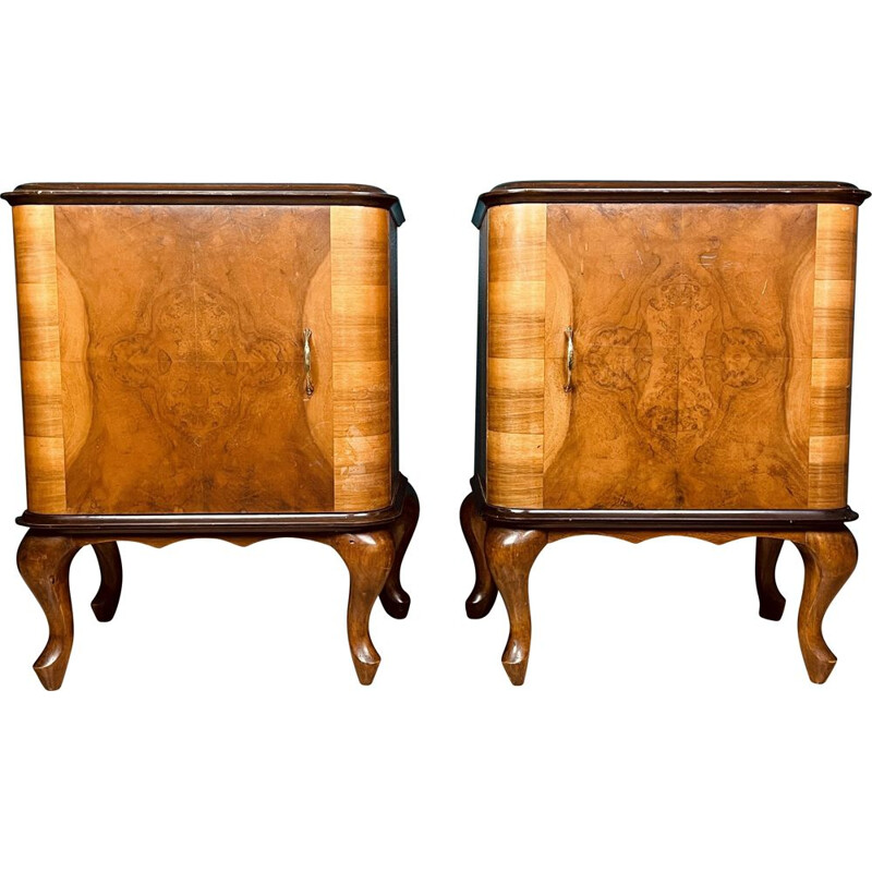 Pair of vintage wood night stands, Italy 1950s