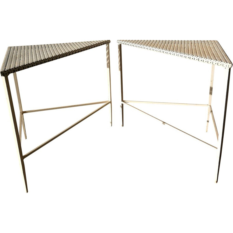 Pair of vintage triangle coffee tables, 1950