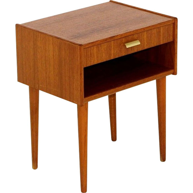 Vintage teak and beech night stand, Sweden 1960