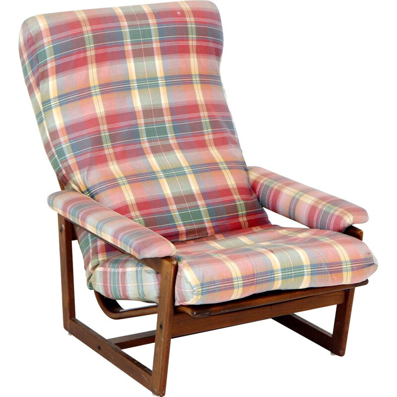 Vintage checkered armchair, Sweden 1970