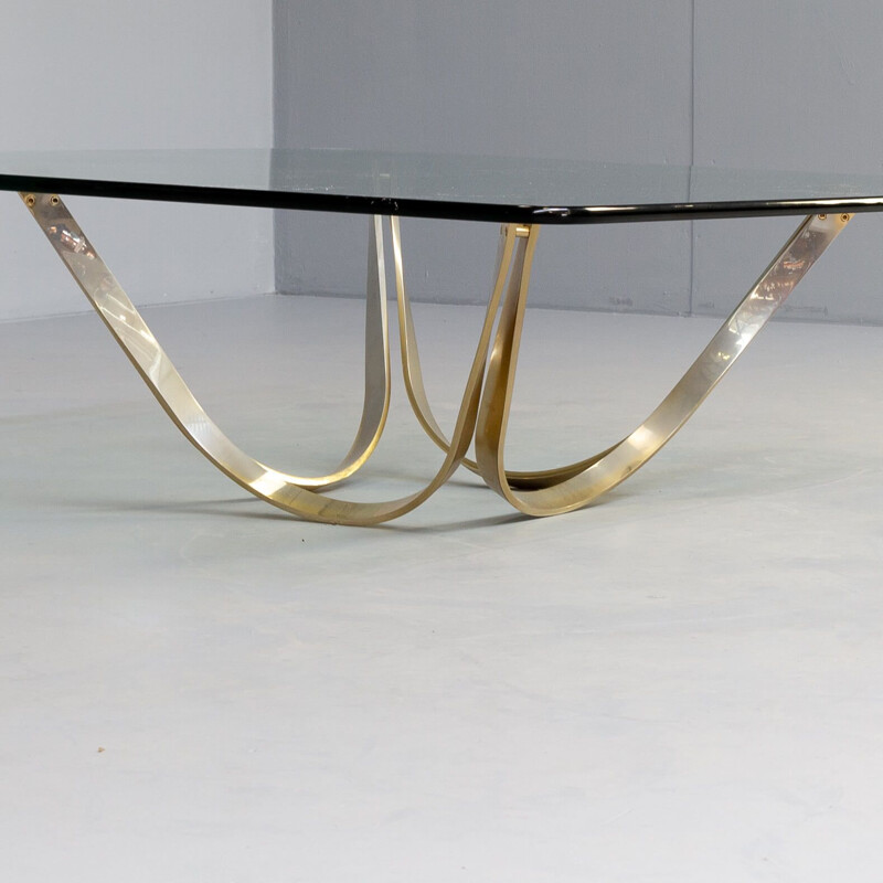 Vintage brass and glass coffee table by Roger Sprunger for Dunbar Furniture, 1970