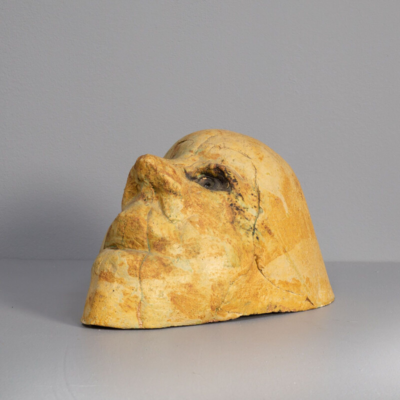 Vintage ceramic human head sculpture by Sjer Jacobs