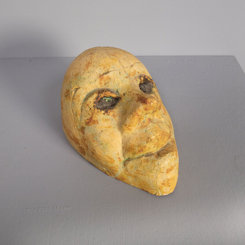 Scultura vintage di testa umana in ceramica di Sjer Jacobs