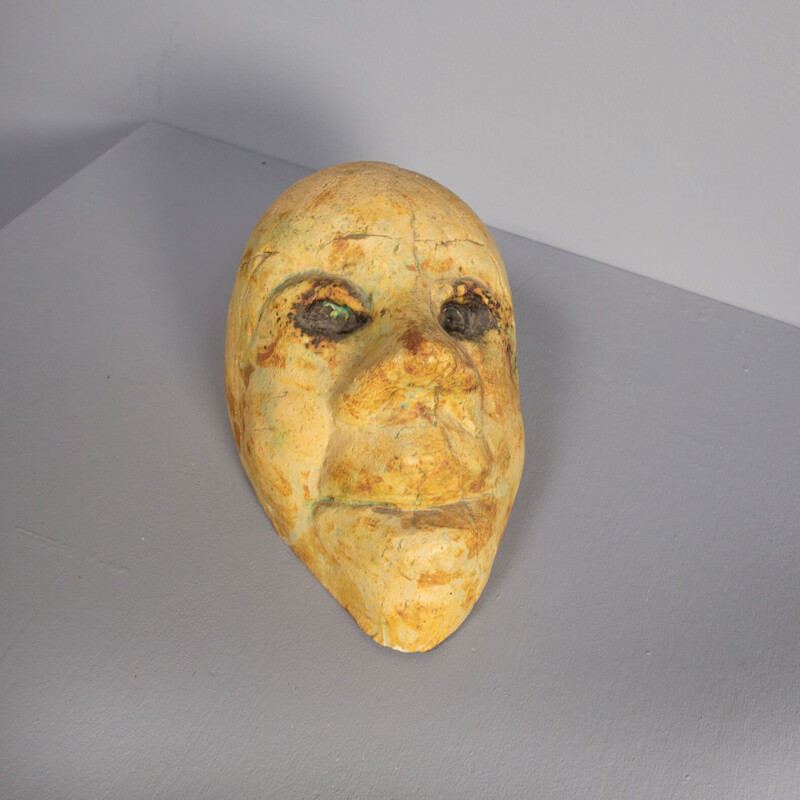 Vintage ceramic human head sculpture by Sjer Jacobs