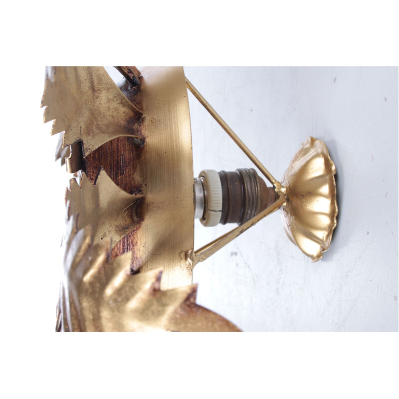 Vintage gilded florentine ceiling lamp by Banci Firenze, Italy 1960s