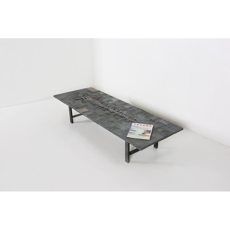 Vintage steel frame coffee table by Pia Manu