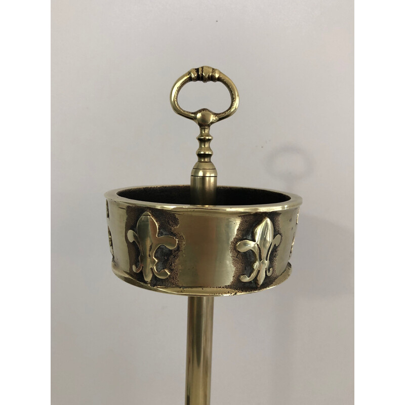 Vintage ashtray in bronze and brass with Lilies decoration, 1940
