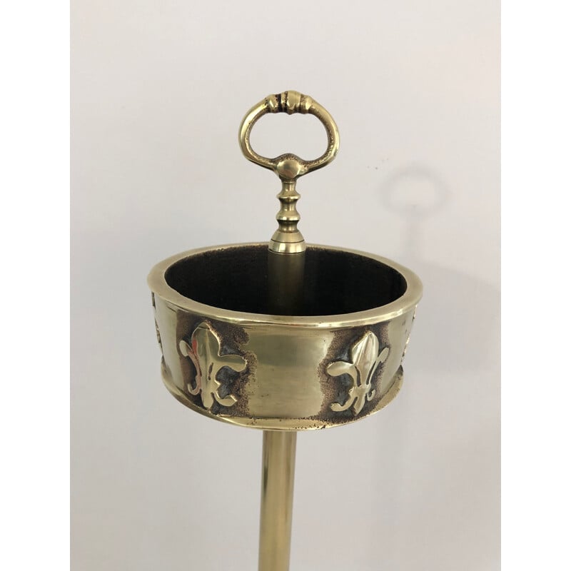 Vintage ashtray in bronze and brass with Lilies decoration, 1940