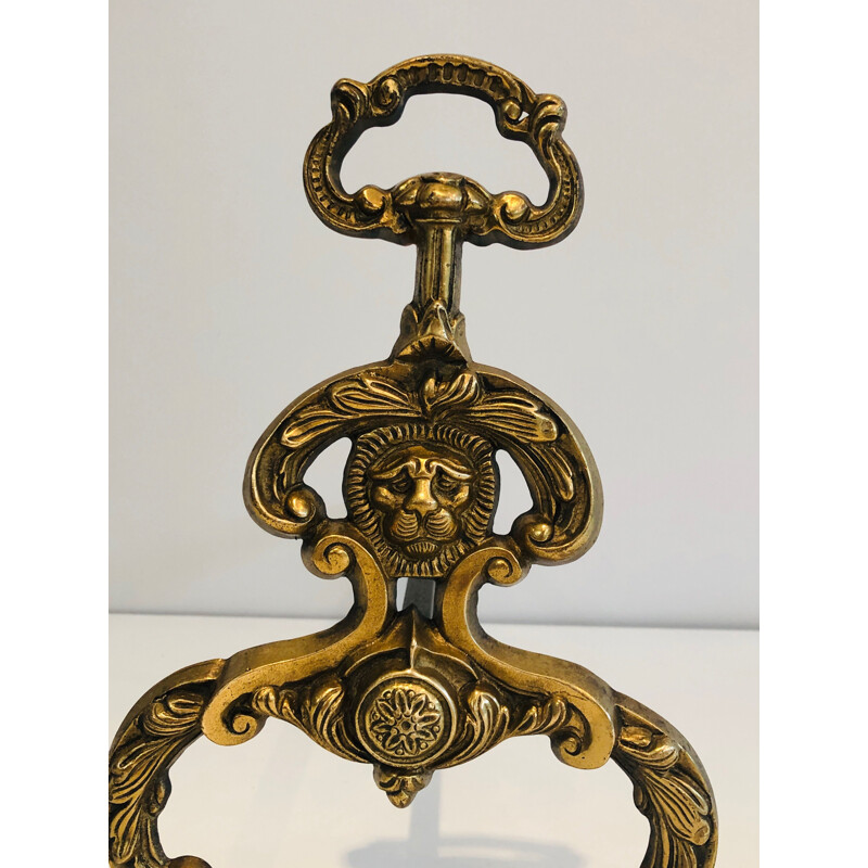 Pair of vintage bronze and wrought iron andirons, 1940