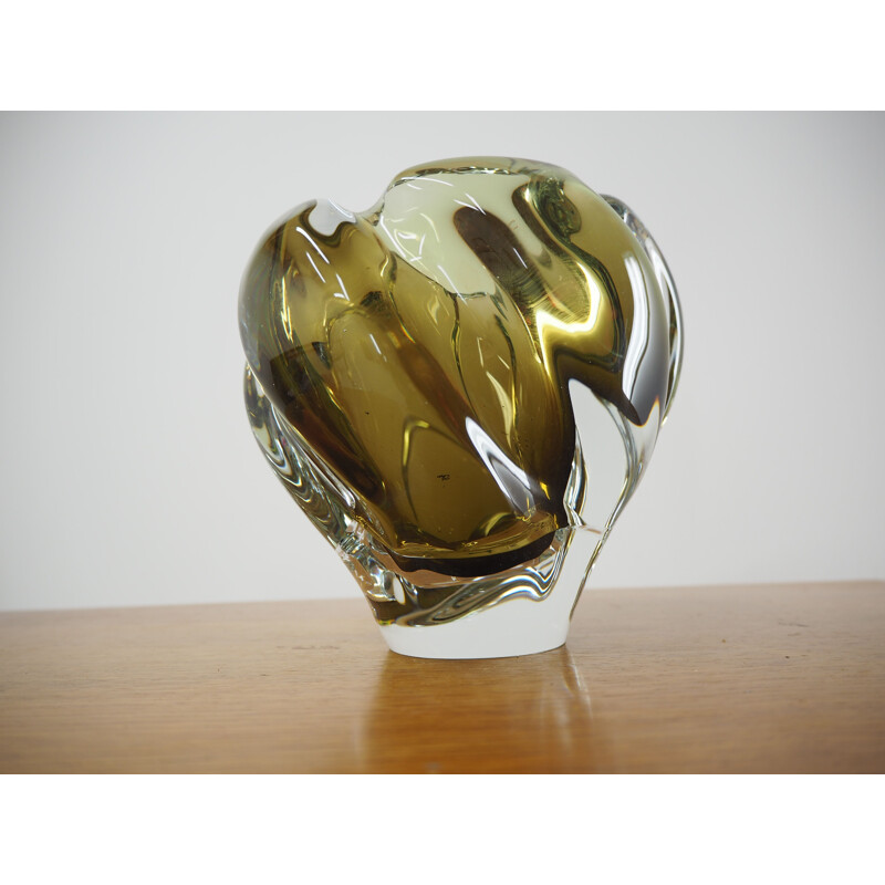 Vase vintage en verre d'art par Josef Hospodka pour Chribska Glassworks, Tchécoslovaquie 1960