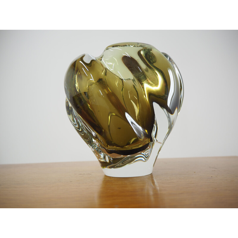 Vintage art glass vase by Josef Hospodka for Chribska Glassworks, Czechoslovakia 1960