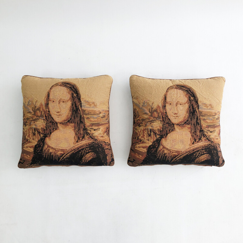 Vintage Mona Lisa cushions, 1970s