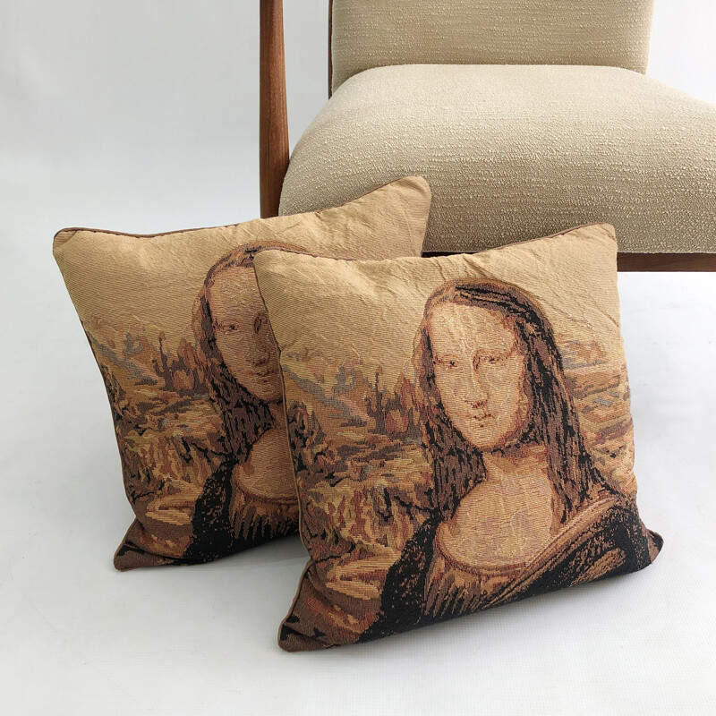 Vintage Mona Lisa cushions, 1970s