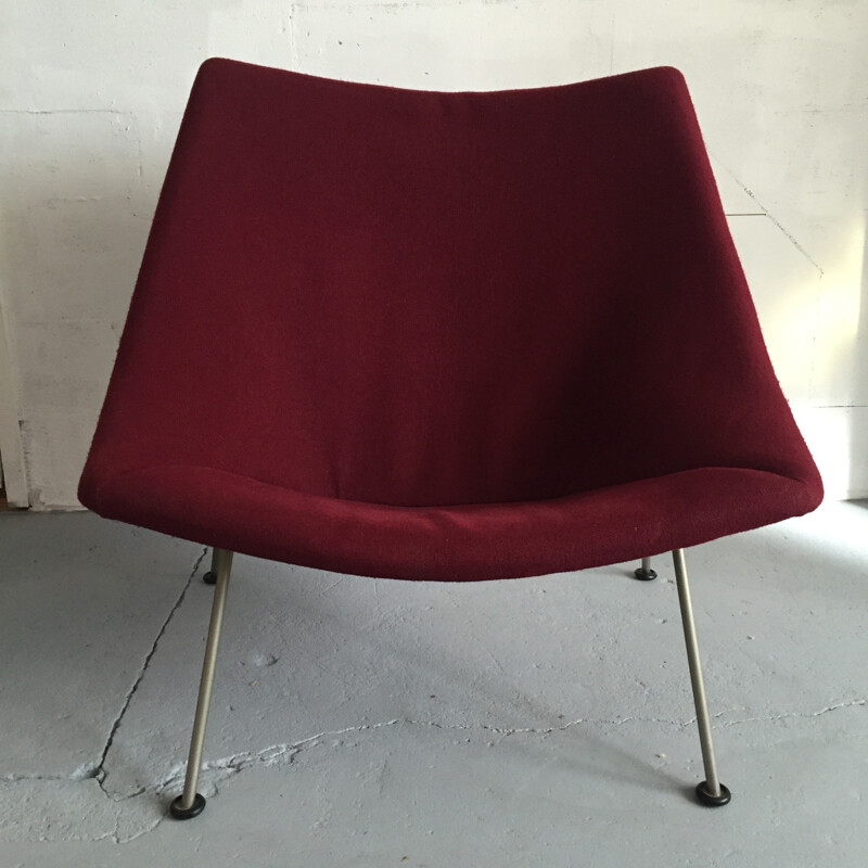 Artifort "Oyster" easy chair in dark purple fabric and steel, Pierre PAULIN - 1960s